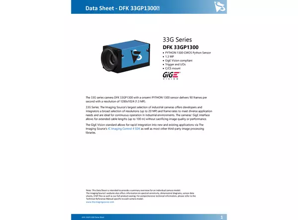 DFK 33GP1300 Data Sheet