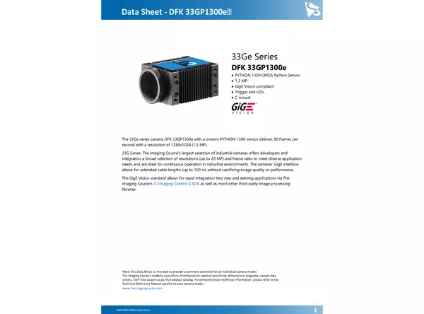 DFK 33GP1300e Data Sheet