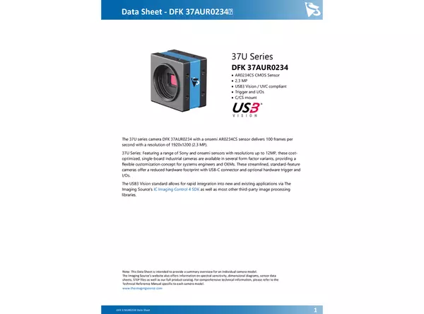 DFK 37AUR0234 Data Sheet