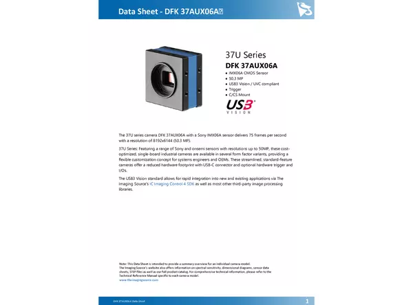 DFK 37AUX06A Data Sheet