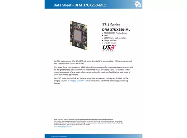 DFM 37UX250-ML Data Sheet