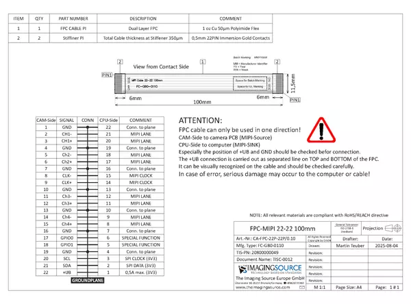 Cable Documentation CA-FPC-22P-22P-0.10