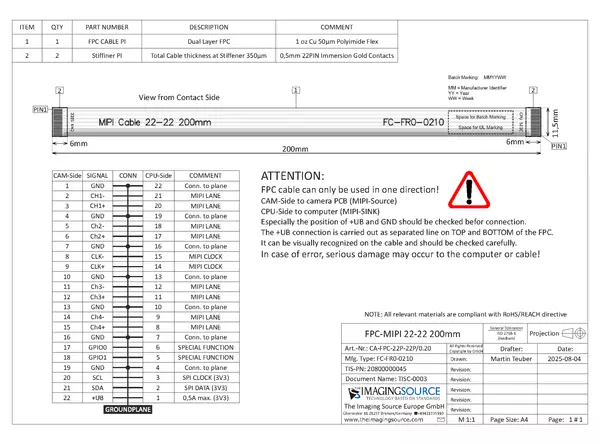 Cable Documentation CA-FPC-22P-22P-0.20