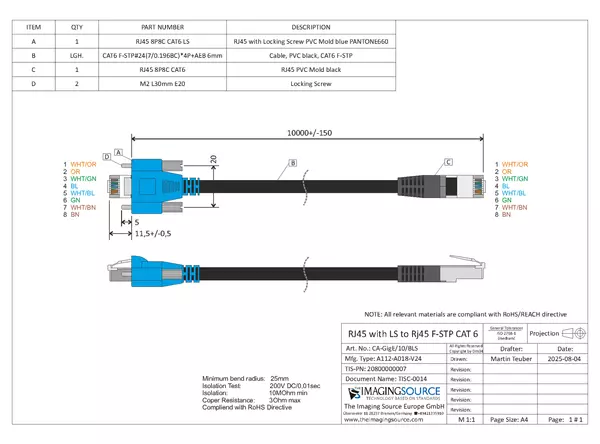 Cable Documentation CA-GigE10-BLS