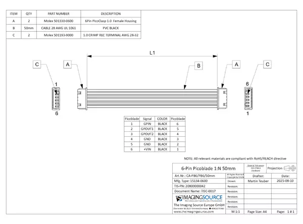 Cable Documentation CA-PB6-PB6-50mm