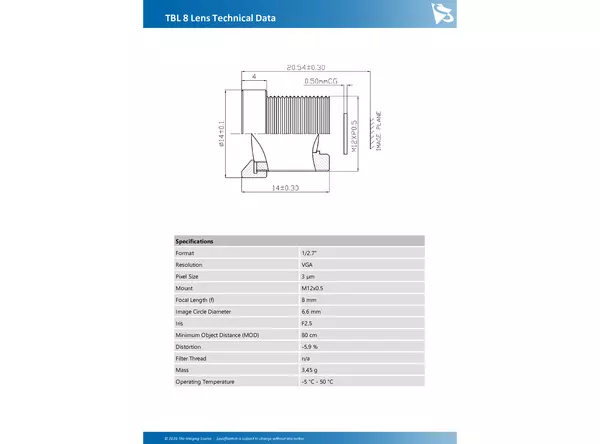 TBL 8 Lens Technical Data