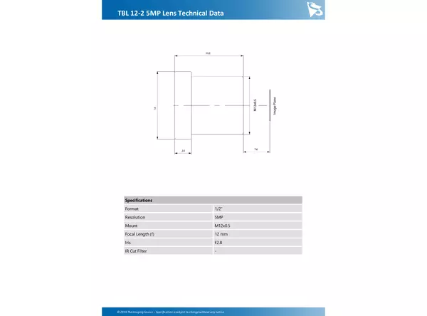 TBL 12-2 5MP Lens Technical Data