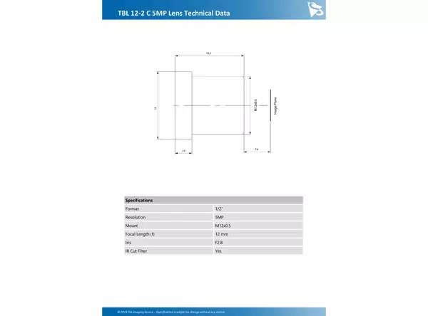 TBL 12-2 C 5MP Lens Technical Data