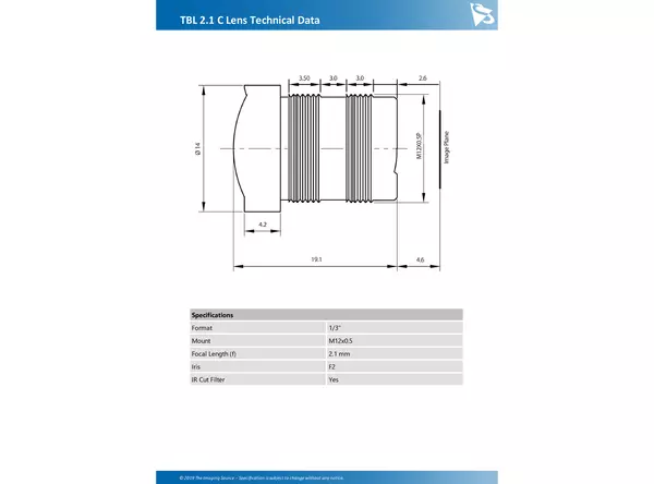TBL 2.1 C Lens Technical Data