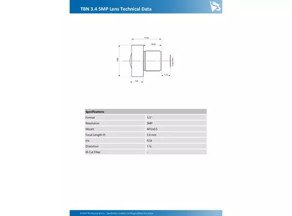 TBN 3.4 5MP Lens Technical Data