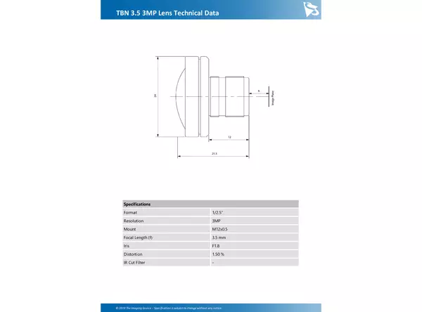 TBN 3.5 3MP Lens Technical Data