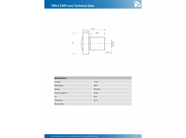 TBN 6 5MP Lens Technical Data