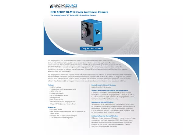 DFK AFUX178-M12 Color Autofocus Camera