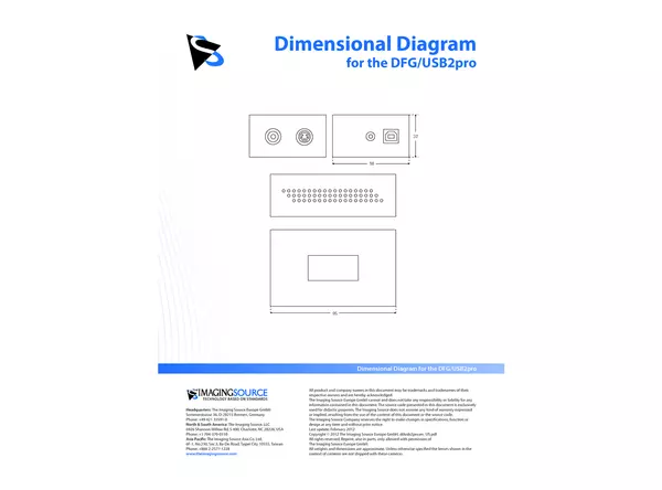 Dimensional Diagram for the DFG/USB2pro