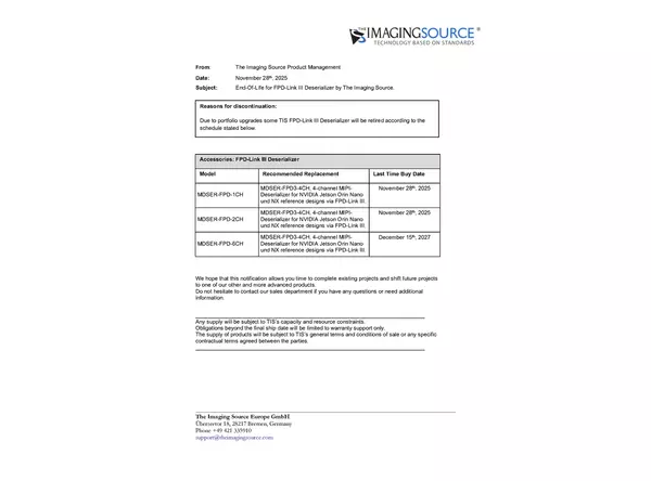 End-Of-Life for FPD-Link III Deserializer