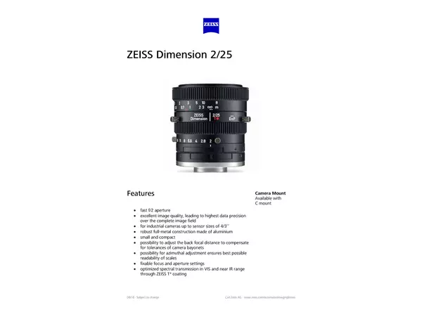Datasheet for Dimension 2/25 C Lens
