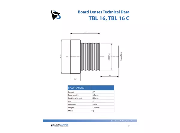 Datasheet for TBL 16 C Lens
