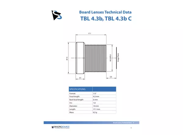 Datasheet for TBL 4.3b Lens