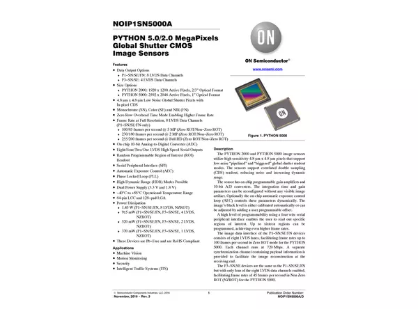 Datasheet for onsemi PYTHON 2000 CMOS Sensor