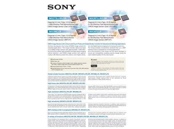 Datasheet for Sony IMX273LLR CMOS Sensor